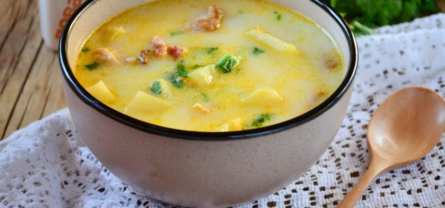 Суп с окорочком и сыром
